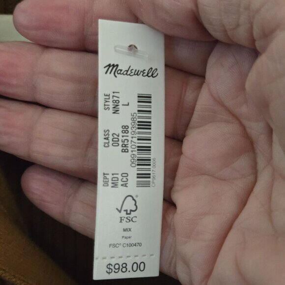 Madewell NWT Johnny Collar Long Sleeve Sweater Polo Acorn 2023 Size L - Picture 8 of 11